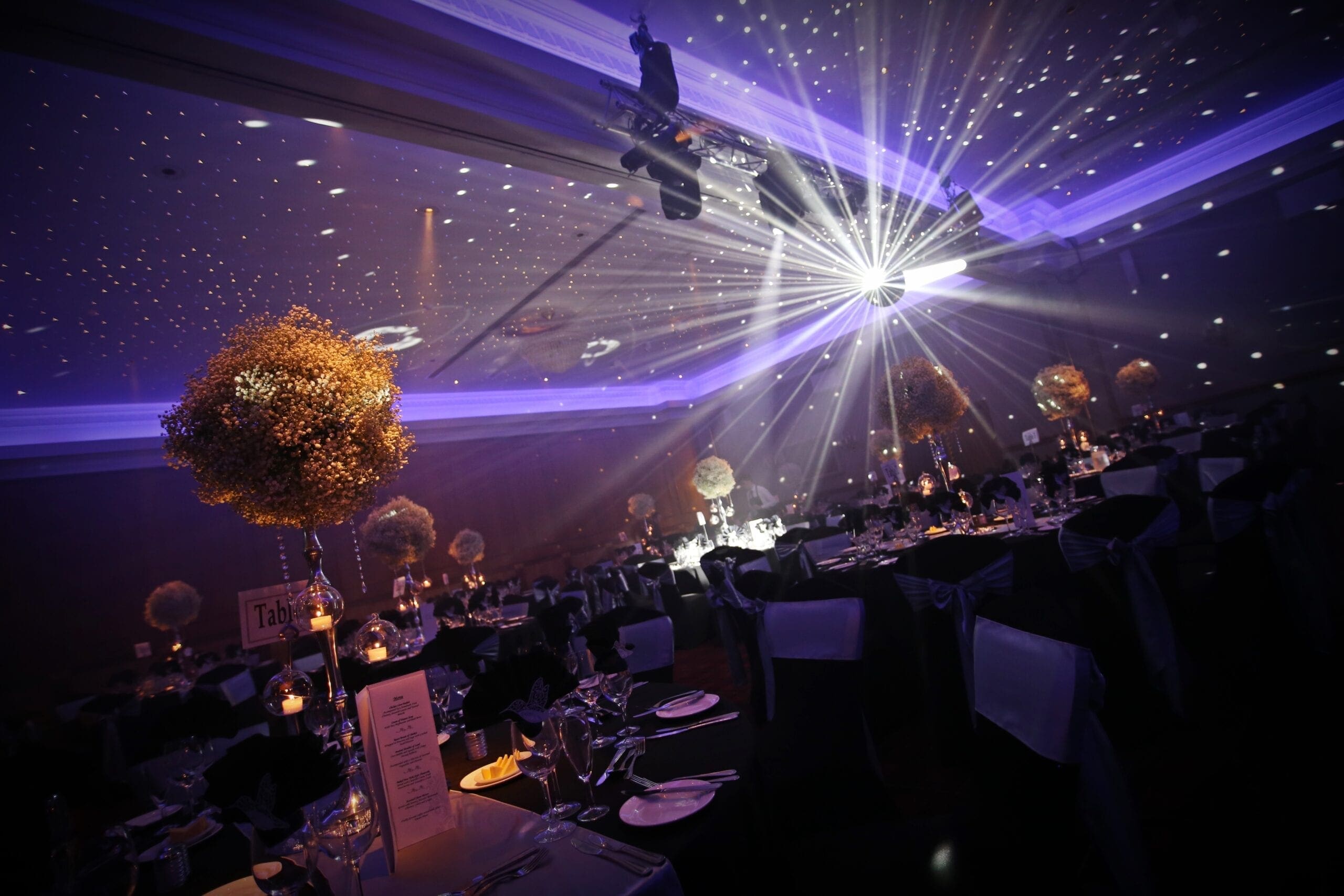 Carden park event with table toppers and lights projector