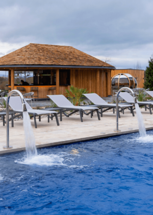 Outdoor pool in the spa garden