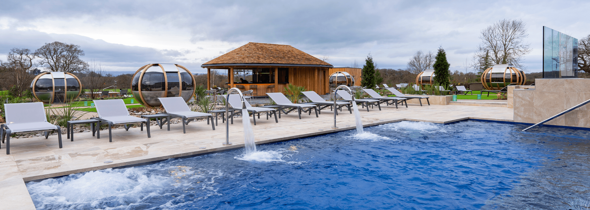 Outdoor pool in the spa garden