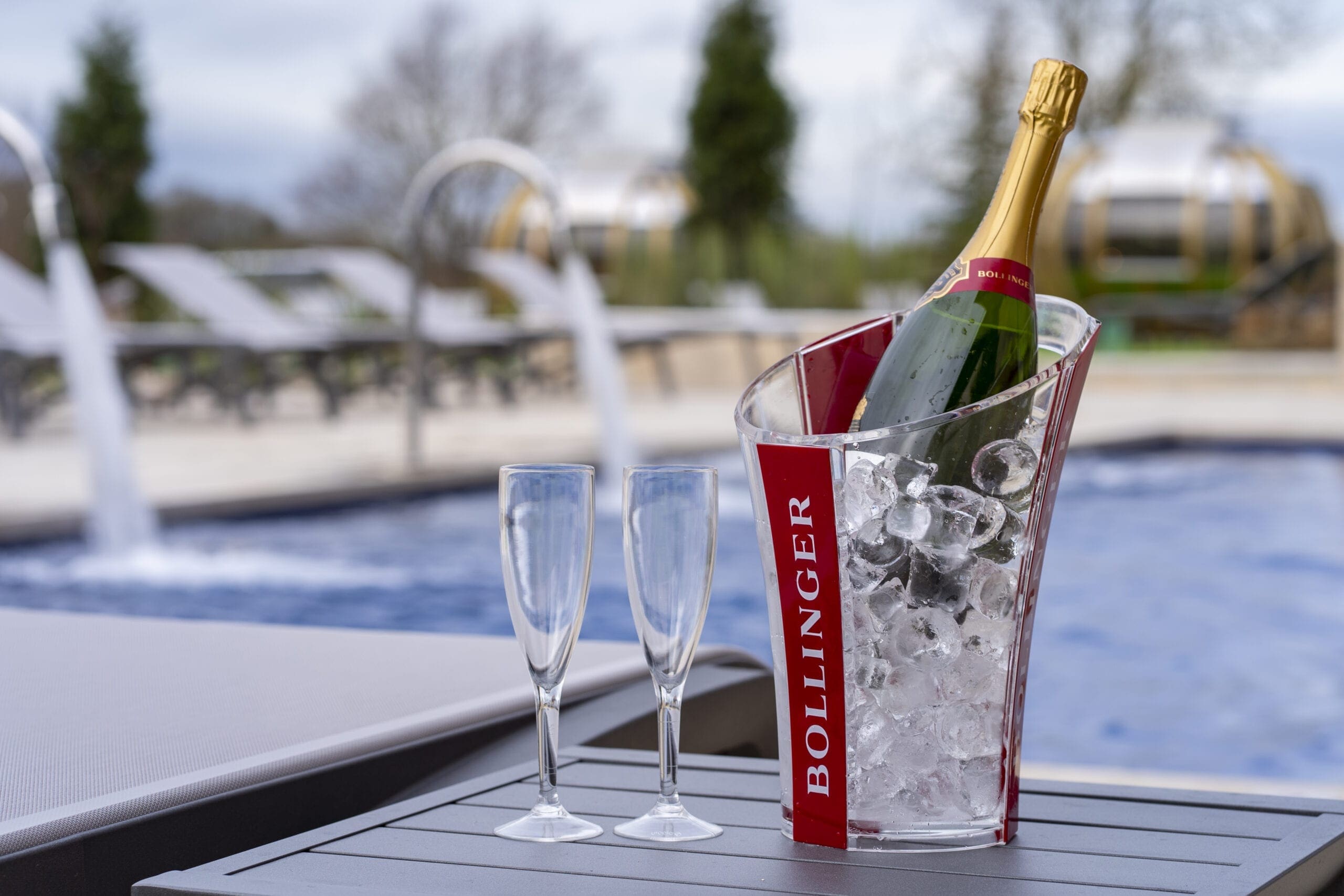 Bollinger glasses and ice bucket